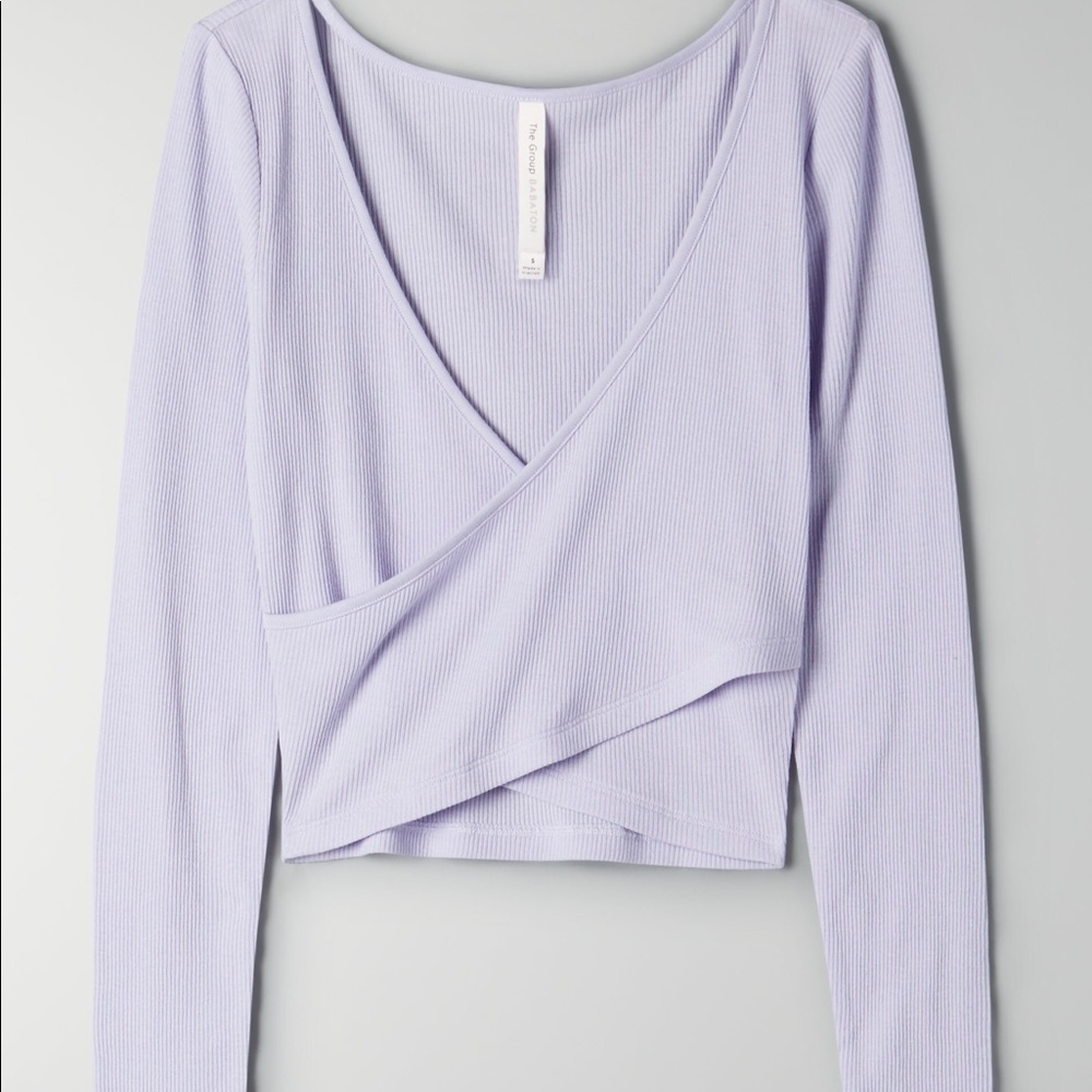 NWOT ARITZIA Babaton lavender wrap longsleeve top